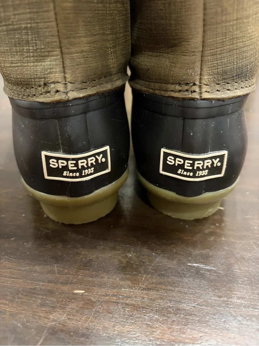 Sperry Brown/Hunter Green Waterproof Duck Boots for Women